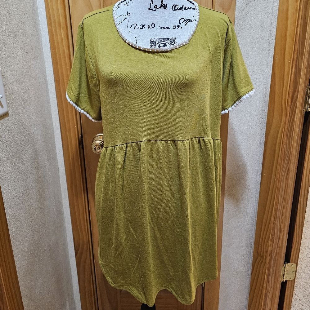 Green Zenana Baby doll top, 3XL.